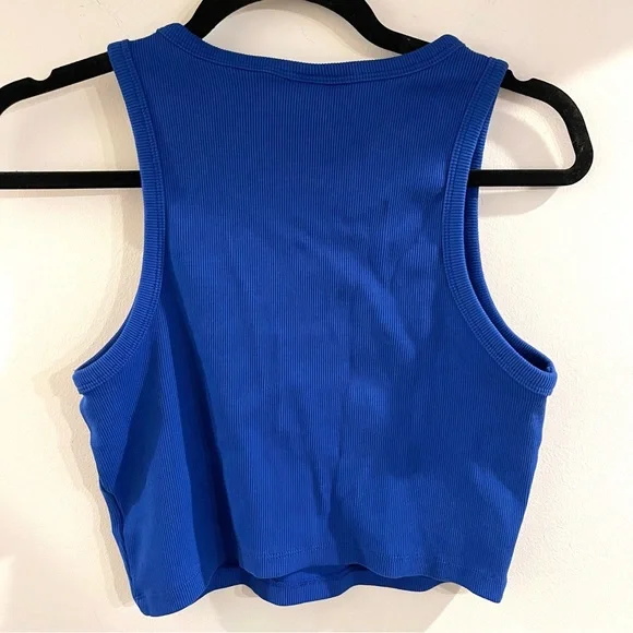 H&M Blue Ribbed Crop Tank Top - Picture 3 of 4